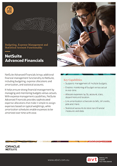 NetSuite Financial Management (Formerly Advanced Financials) Module DS