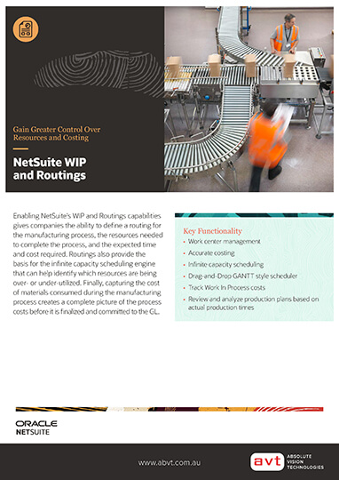 AVT NetSuite WIP Routings Module DS