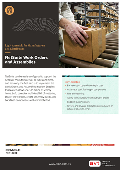 AVT NetSuite - Work Orders - Assemblies Module DS