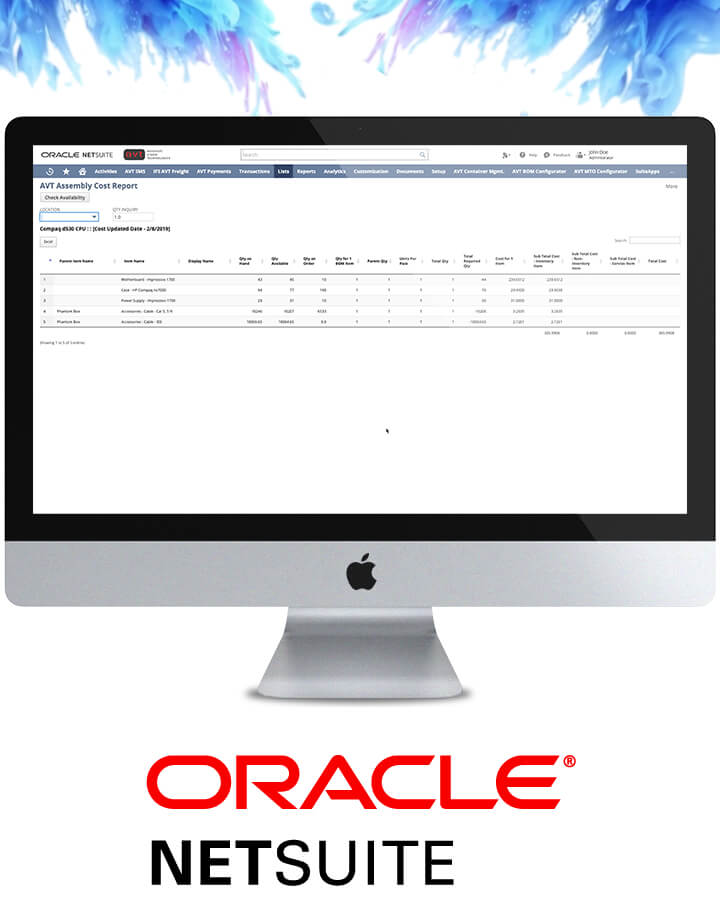 AVT Bill of Material (BOM) costing for NetSuite Featured