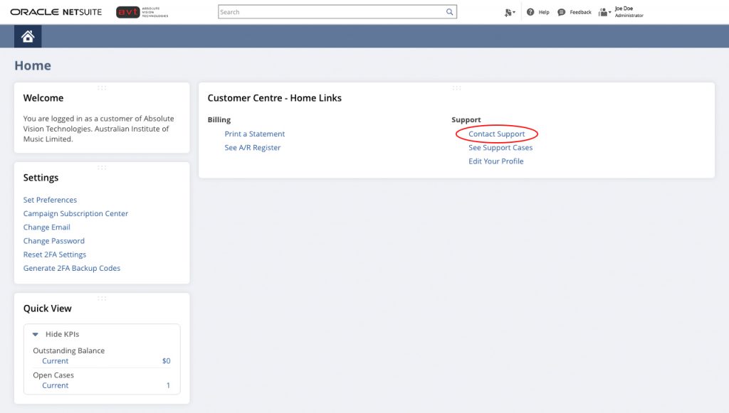 Online Support Case Form updated to AVT NetSuite Customer Center - Support Link