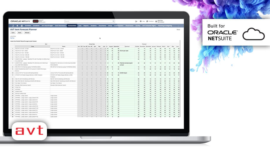 AVT Sales and Operations Planning (SNOP) for NetSuite Demand Planning