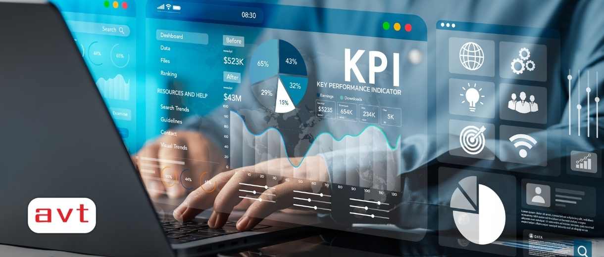 businessman measuring performance for success using a dashboard